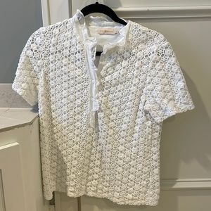 Tory Burch polo size med white lace overlay. Great condition